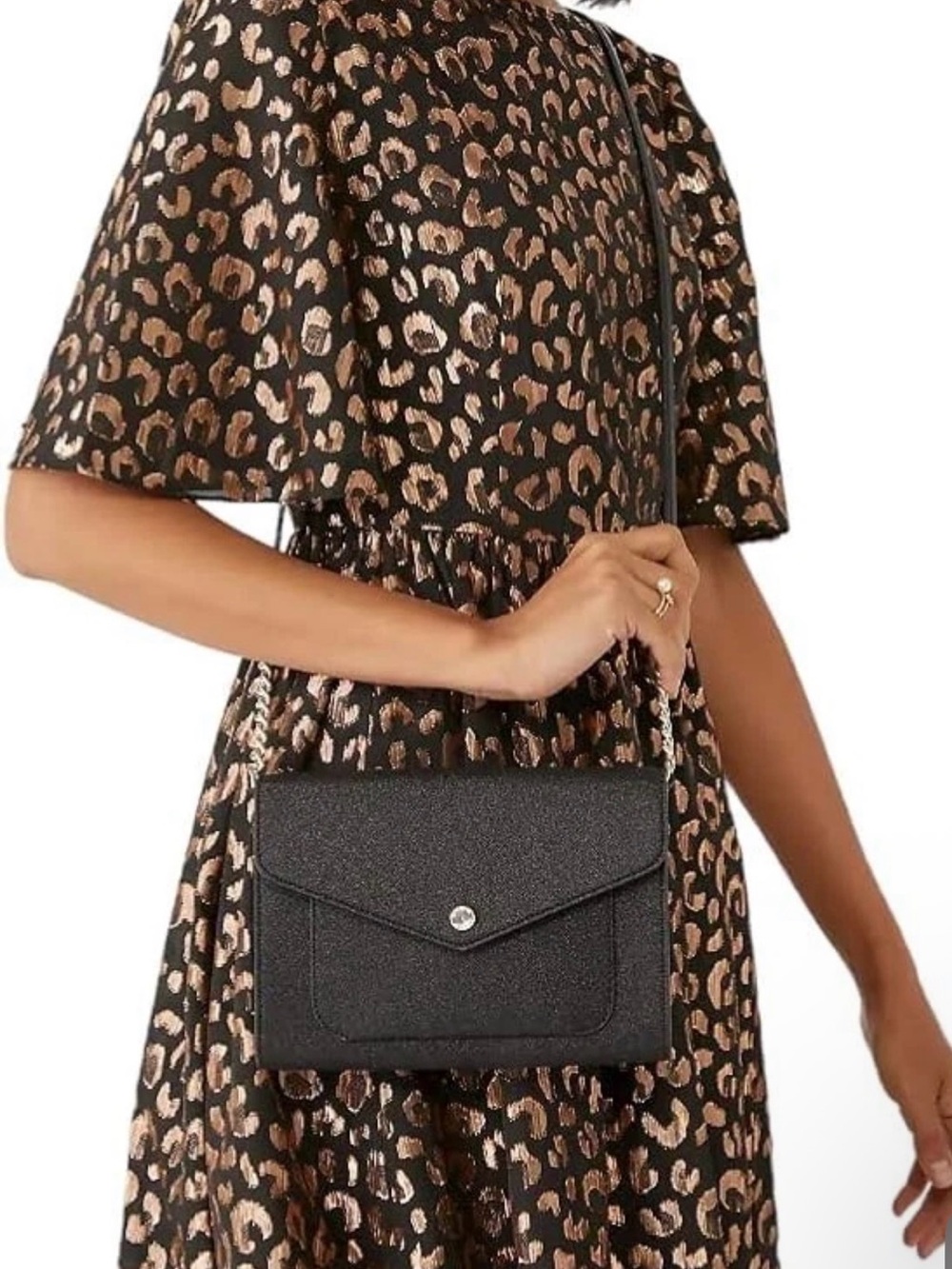Kate Spade Glitter Tinsel Black Flap Crossbody K9336 NWT